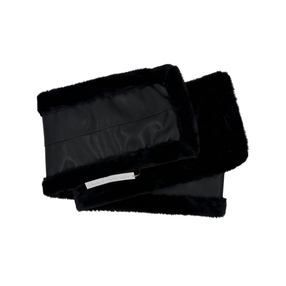 House Of Harlow Black Faux Fur Vegan Leather Reversible Scarf Wrap OS | Mob Wife - Picture 7 of 16